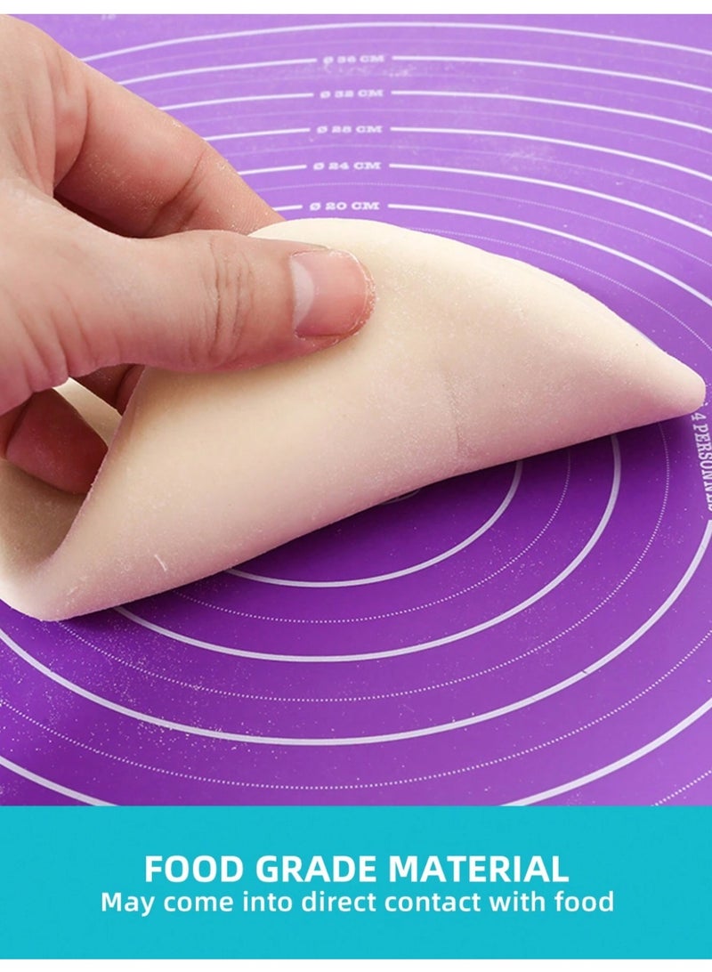 Large Silicone Baking Mat with Measurements, Non-Stick Pastry Rolling Mat for Dough & Pizza, Non-Slip Silicone Kneading Pad, Food-Grade Silicone Baking Sheet, Heat Resistant Countertop Protector, Reusable Pastry Mat for Rolling Dough, Easy to Clean & Foldable Baking Tool, Professional Kitchen Silicone Mat for Flour and Pastries, Size Length: 46.5 cm, Width: 60 cm. - Image 3